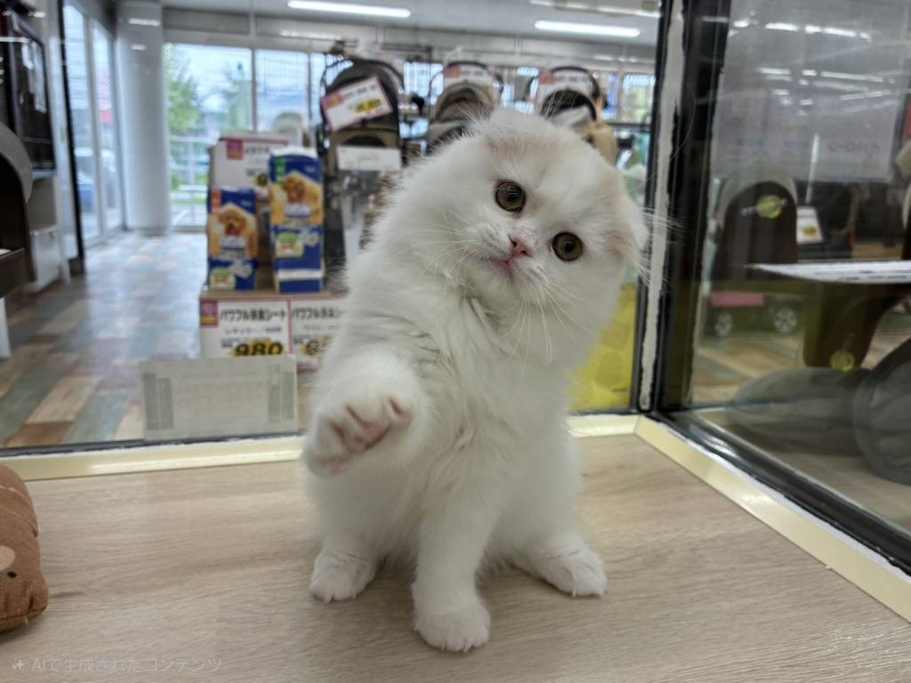 北海道のスコティッシュフォールド (ジャパンペッツトレーディング新発寒店/2026年1月31日生まれ/男の子/クリームホワイト)の子猫の2枚目の画像